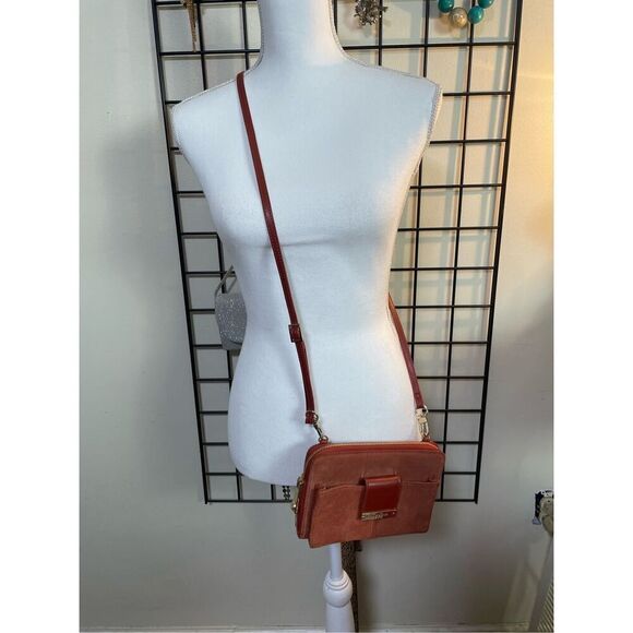 Spartina 449 Suede Crossbody or Clutch Wallet  Rust Color - Picture 3 of 16